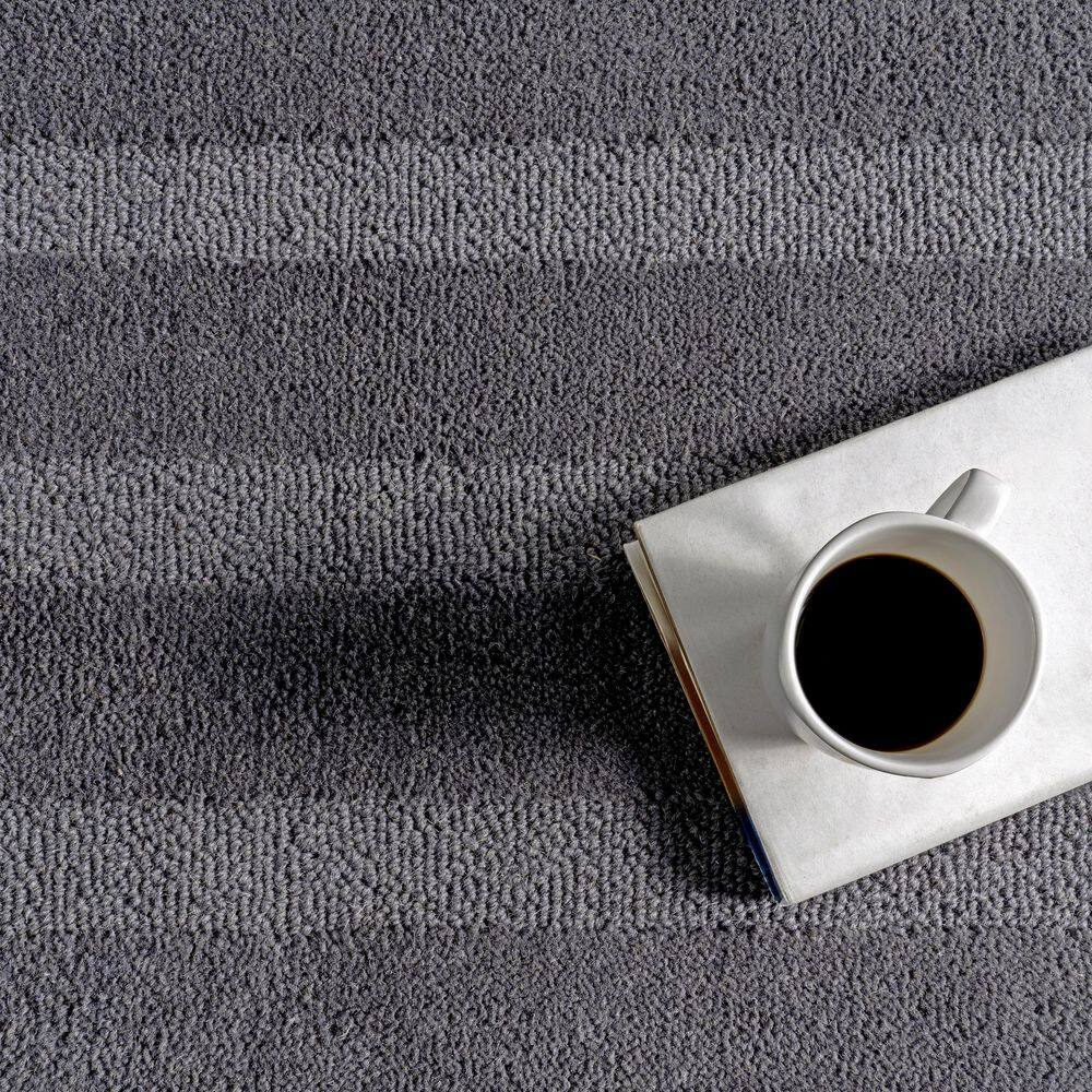 Gray Wool Handmade Striped 8' x 10' Area Rug