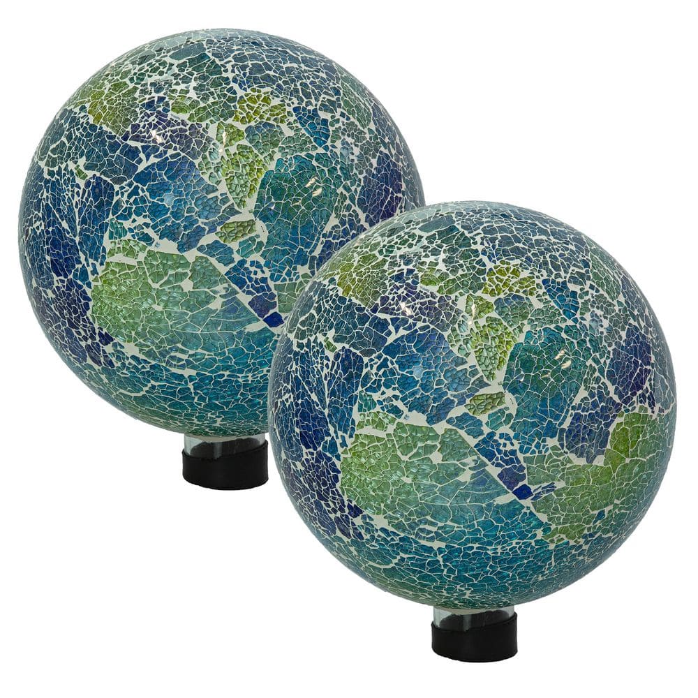 Sunnydaze Azul Terra Crackled Glass Mosaic Gazing Globe - 10 in