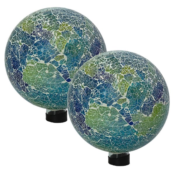 Mosaic Solar Glass Gazing Ball, 10 in. Colorful Gazing Globe