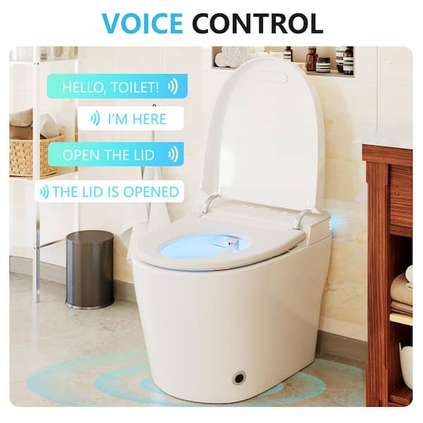 CASAINC Smart Elongated Tankless Bidet Toilet with Auto Open, Voice Control & Power-Off Flushing
