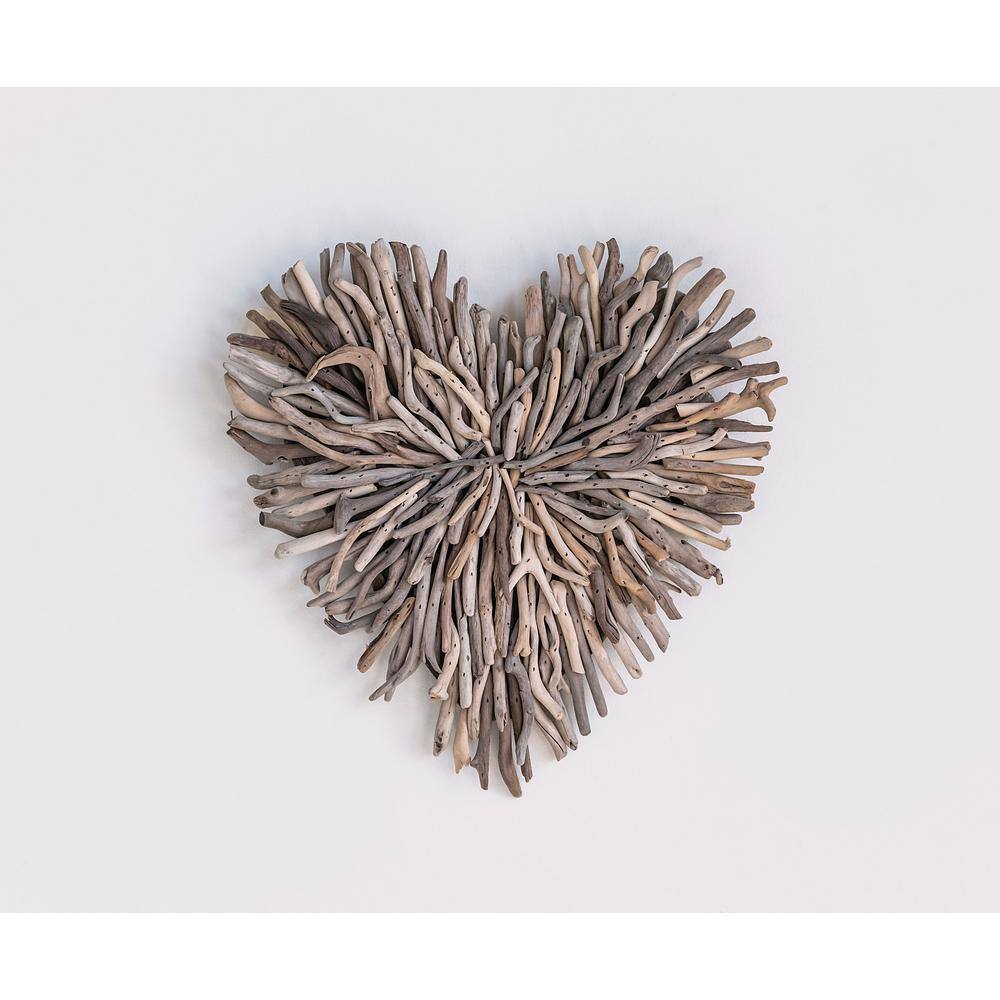 Heart Shaped Driftwood Wall Decor Sculpture, 15.5" x 15.5"
