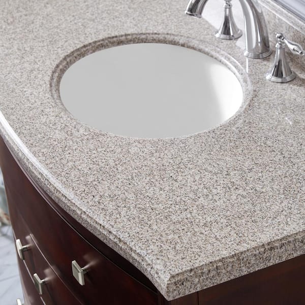 Ove Decors Georgia 42 In Bath Vanity In Tobacco With Granite Vanity Top In Beige With White Basin Georgia 42 The Home Depot