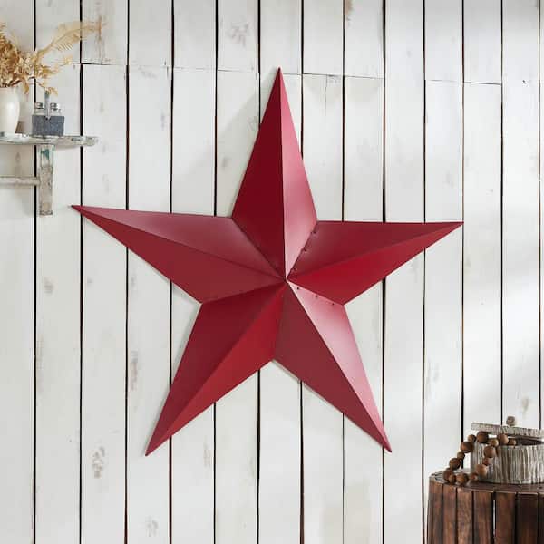 1-Piece 48 in. x 48 in. Red Distressed Metal Star Wall Decor