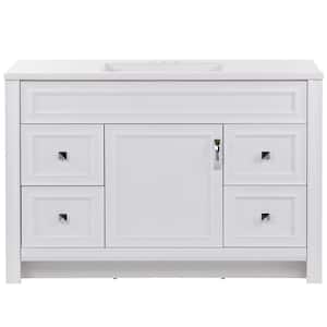 Candlesby 48 in. W x 19 in. D x 33 in. H Single Sink Freestanding Bath Vanity in White with White Cultured Marble Top