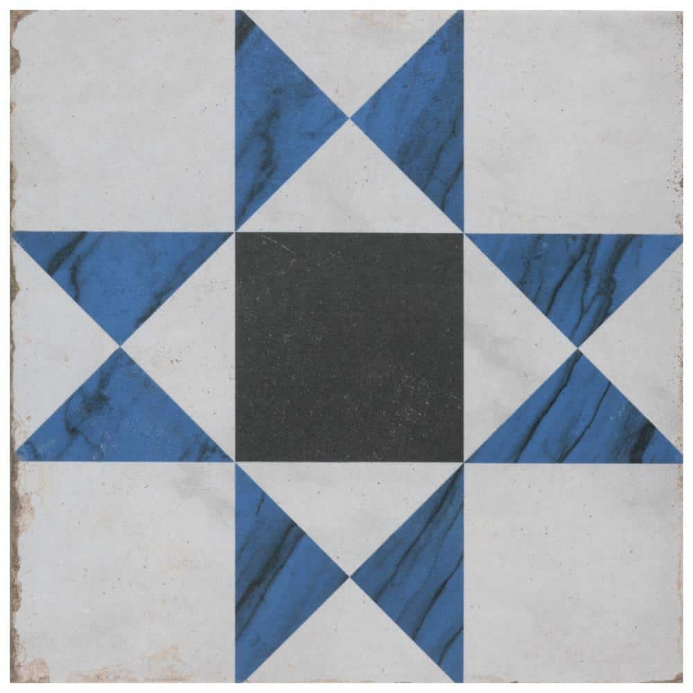 Renaissance Deco Indigo Cross 8 in. x 8 in. Porcelain Floor and Wall Take Home Tile Sample price history on PriceWatchPro