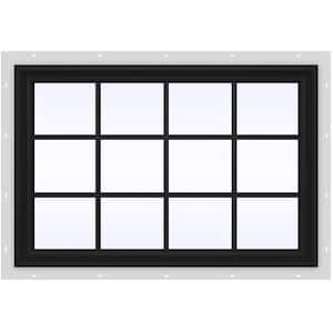 48 in. x 36 in. V-2500 Series Bronze FiniShield Vinyl Fixed Picture Window with Colonial Grids/Grilles