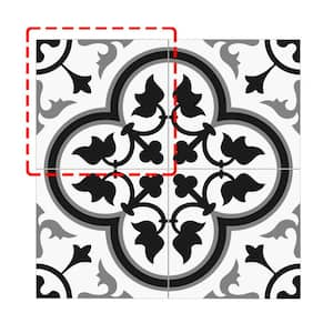 Patterned Black 6 in. x 6 in. Stone Peel Composite and Stick Encaustic Backsplash Wall Tile (0.25 sq. ft.)