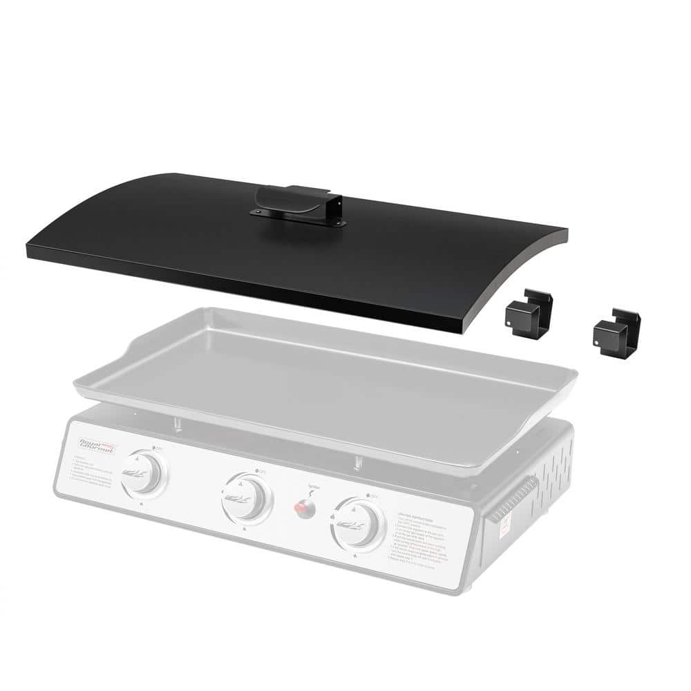 Black Steel 24-Inch Griddle Hard Cover with Rear Brackets