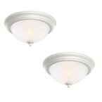 13 in. 2-Light White Flush Mount (2-Pack)