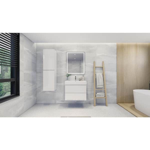 Unbranded Fortune 30 in. W Bath Vanity in High Gloss White with Reinforced Acrylic Vanity Top in White with White Basin
