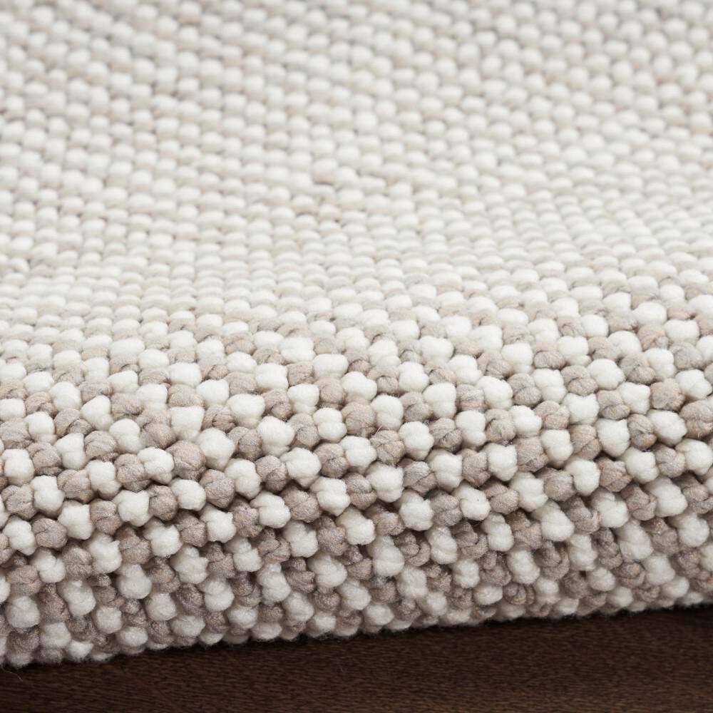 Ivory Mocha Rectangular Synthetic Easy Care Area Rug 5'3" x 7'
