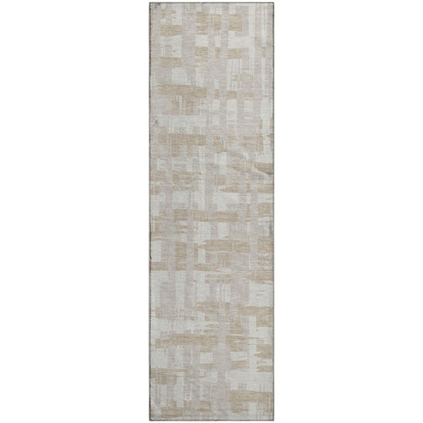 Mayfield Premium Machine Washable Abstract AMF1849 Ivory 2 ft. 3 in. x 7 ft. 6 in. Runner Rug