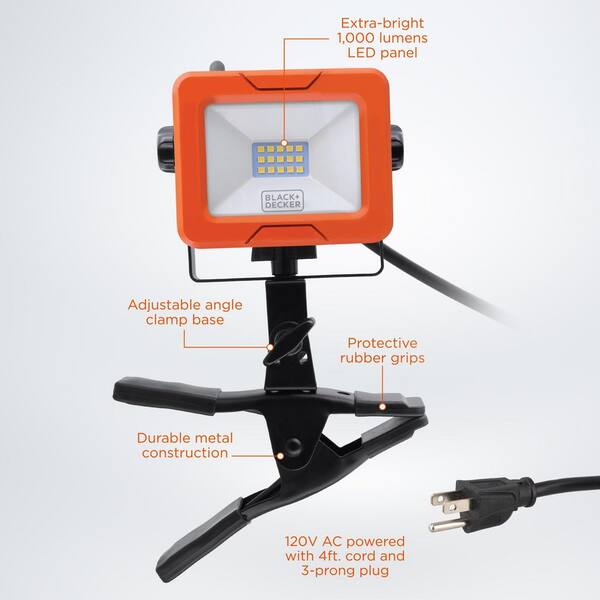 BLACK+DECKER 1,000 Lumens AC Plug-in LED Panel Work Light with
