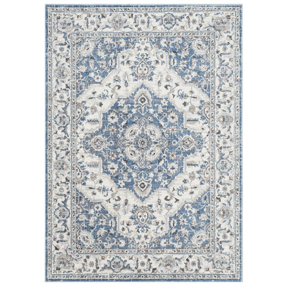 Home Dynamix Belmar Sterling Ivory/Blue 8 ft. x 10 ft. Medallion Area