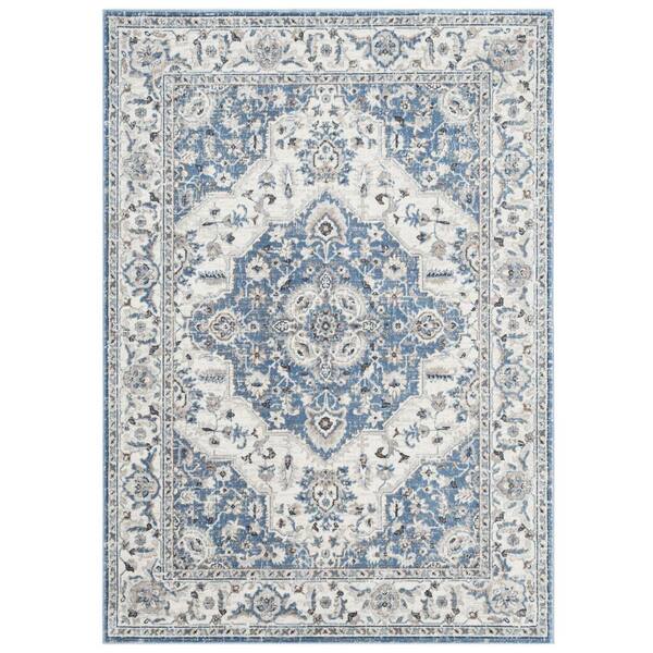 Home Dynamix Belmar Sterling Ivory/Blue 8 ft. x 10 ft. Medallion Area