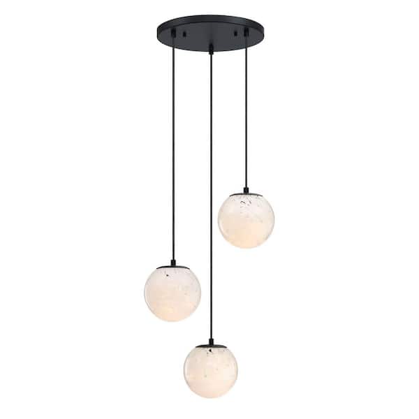 Hunter Lochemeade 3-Light Matte Black Modern/Contemporary Led Crystal Chandelier