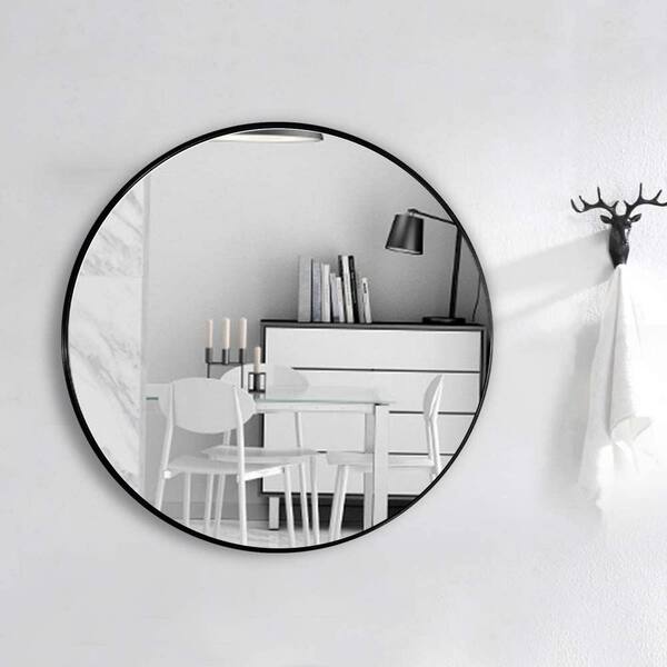 16 in. W x 16 in. H Small Round Framed Wall-Mounted Bathroom