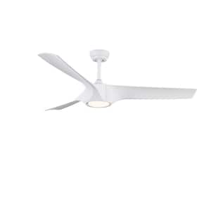 56 in. Intergrated 3 Color LED Indoor White Ceiling Fan Lighting with DC Motor, 3 Grain ABS Blades, 6-speed