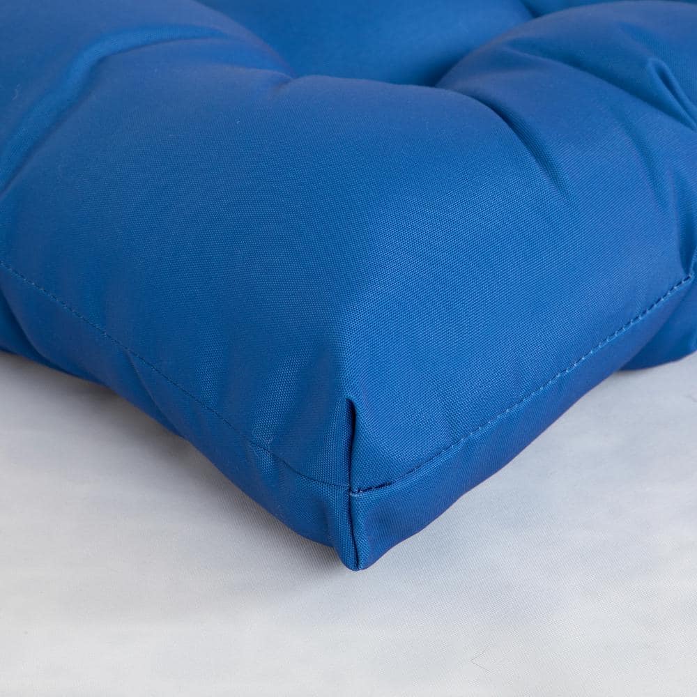Navy Blue Tufted Polyester Outdoor Seat Cushions, Set of 2, 19x19"