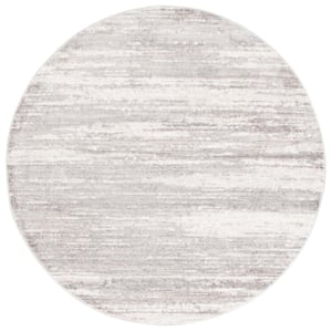 Skyler Light Gray/Ivory 7 ft. x 7 ft. Abstract Striped Round Area Rug