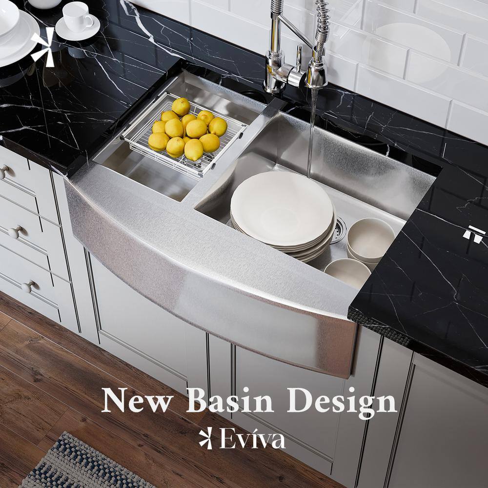 33.5'' Stainless Steel Farmhouse Double Bowl Kitchen Sink