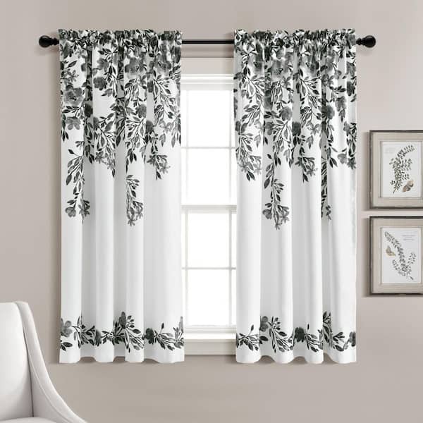 Tanisha 52 in. W x 63 in. L Light Filtering Window Curtain Panels in Black/White Plus 2 Set
