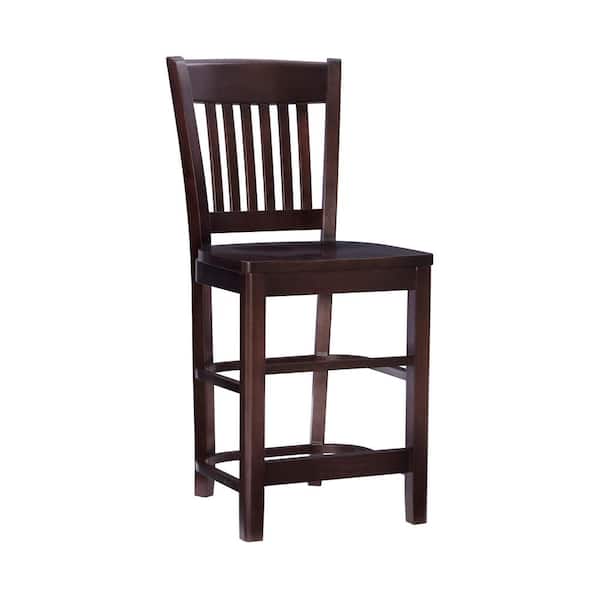 Linon Home Decor Dorothy 40.5 in. Brown Wood Back Bar Stool with 24 in. High Wood Seat (Set of 2)