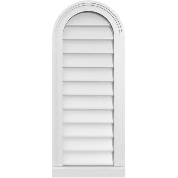 Ekena Millwork 14 in. x 34 in. Round Top Surface Mount PVC Gable Vent: Decorative with Brickmould Sill Frame