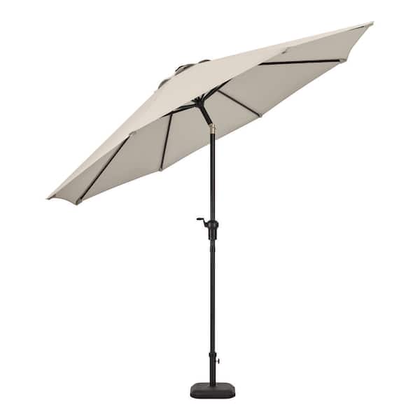 9 ft. Aluminum Market Crank and Auto-Tilt Patio Umbrella in Putty Beige