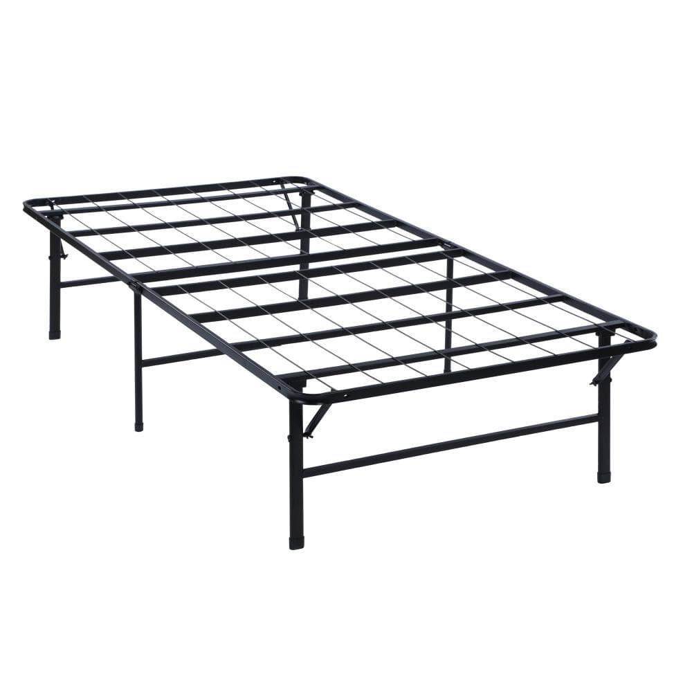 Benjara Black Metal Frame Queen Platform Bed with Foldable Design ...