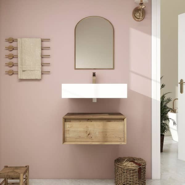 Alysa 24 in. W. x 20 in. D x 23 in. H Single Sink Floating Bath Vanity in White Oak with White Acrylic Top