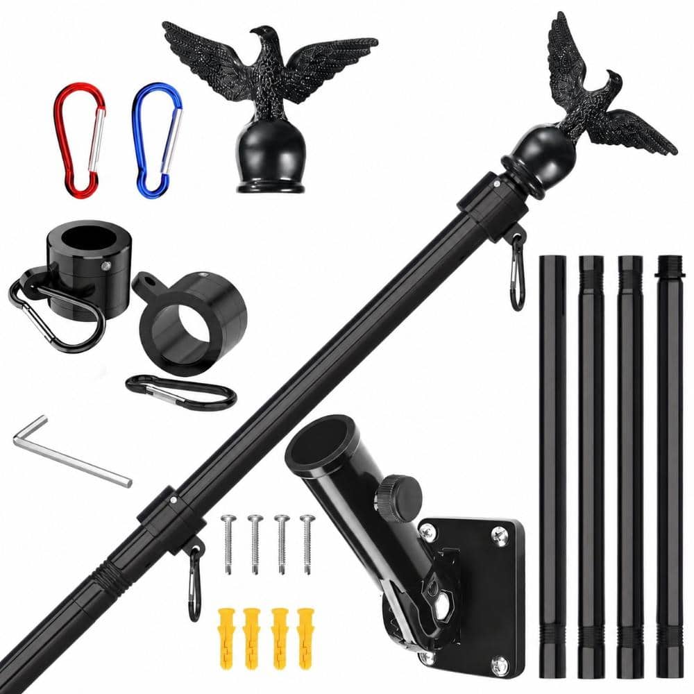 5 ft Adjustable Stainless Steel Flagpole with 360° Anti-Tangle Rings and Heavy Duty Bracket for 3x5 Flags, Black price history on PriceWatchPro