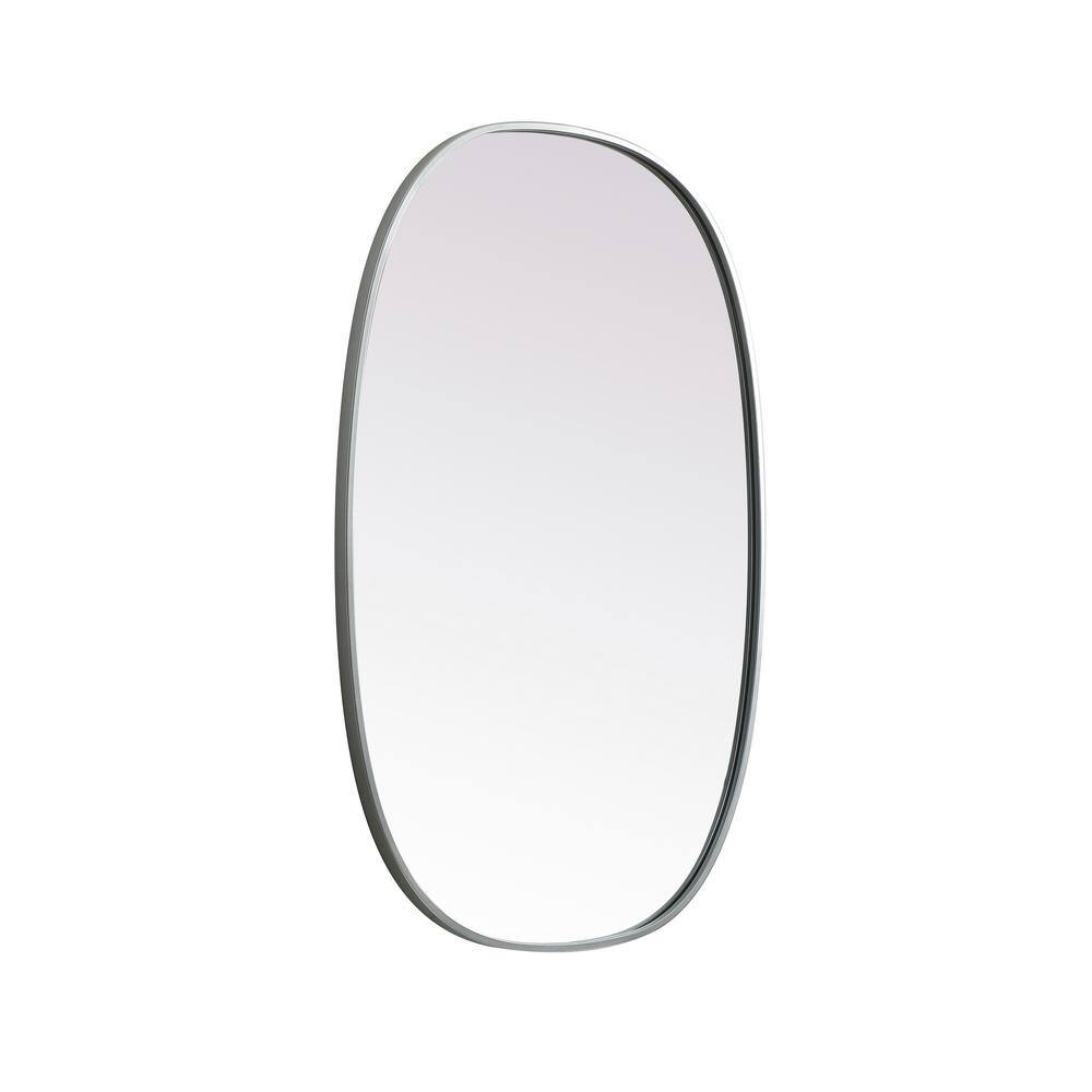 Silver Oval Full Length Metal Frame Bathroom Mirror