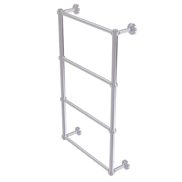 Allied Brass Waverly Place Collection 30 in. Wall Mounted 4 Tier Ladder Towel Bar with Groovy Detail in Satin Chrome