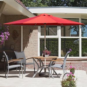 9 ft. Outdoor Patio Umbrella in Brick Red, with Push Button Tilt and Crank, with 8-Sturdy Ribs