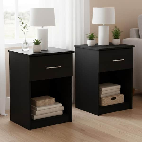 Tidur Dark Americano 1-Drawer 17.72 in. W Nightstand