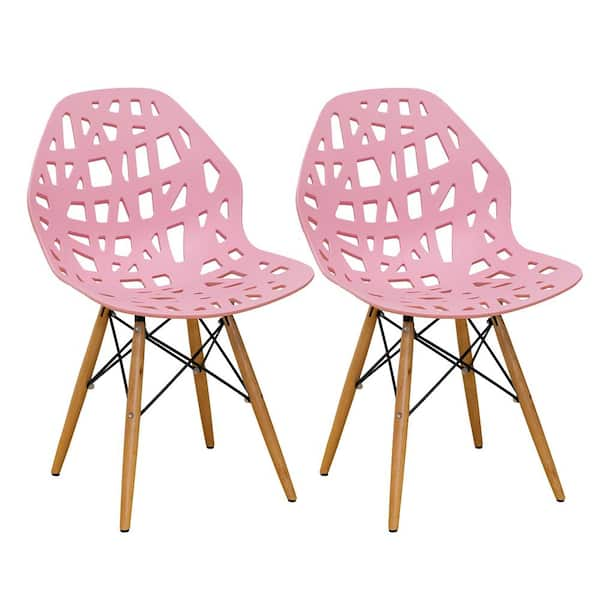 Mod Made Stencil Cut Out Pink Eiffel Dining Side Chair (Set of 2)