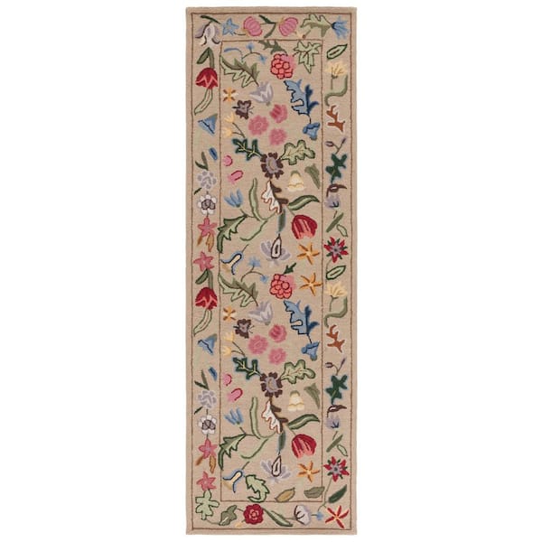 Chelsea 3 ft. x 8 ft. Beige/Pink Oversized Floral Runner Rug