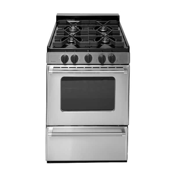 Unbranded ProSeries 24 in. 2.97 cu. ft. Freestanding Gas Range with Sealed Burners in Stainless Steel
