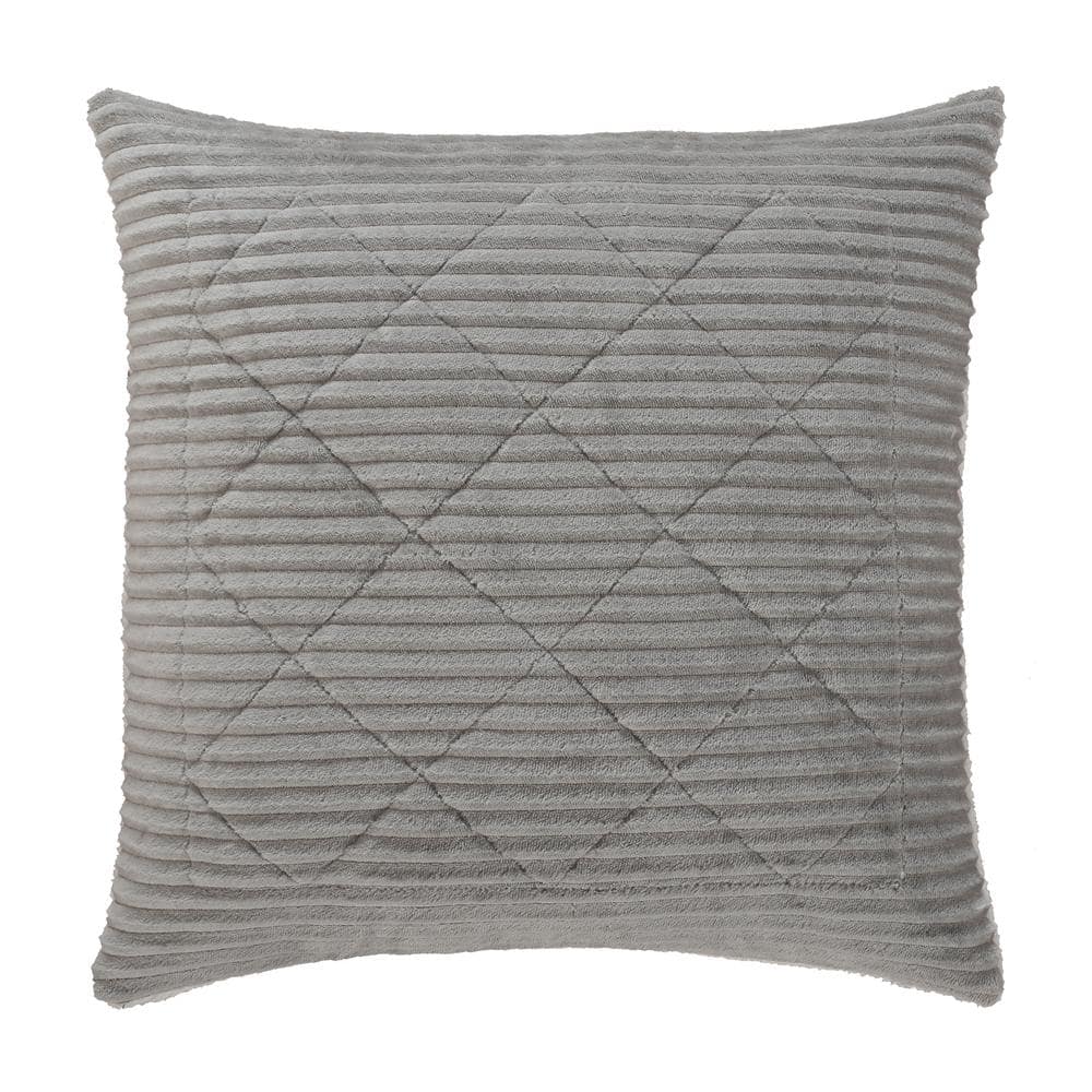Emmett Light Grey Solid Polyester Euro Sham 26 in. L x 26 in. W
