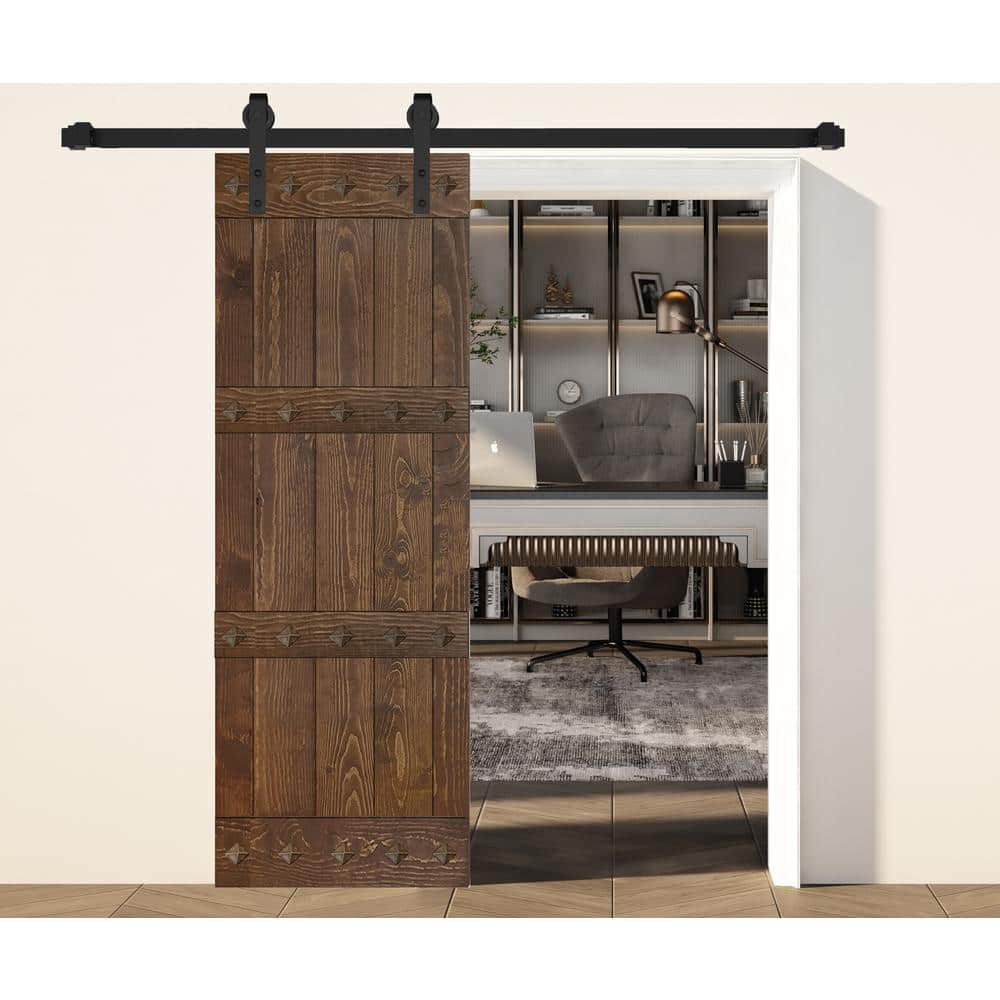 Mid-Century Modern 84" Dark Walnut Solid Wood Barn Door Slab