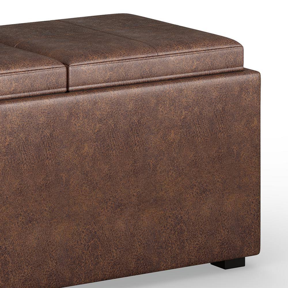 Avalon Chestnut Brown Multi-Functional Storage Ottoman Set