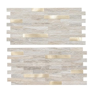 Vinyl Stone Beige 11.6" x 5.9" x 0.12" H Metal and Composite Peel and Stick Backsplash (20-Tile/9.46 sq. ft. /Case)