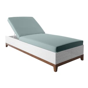 Wicker Outdoor Chaise Lounge with Acacia Base and Spa Cushion
