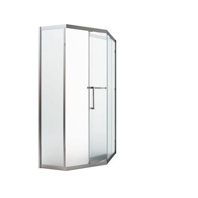 39.37 in. W x 76.77 in. H Sliding Framed Corner Shower Enclosure in Specular Light with Clear Glass