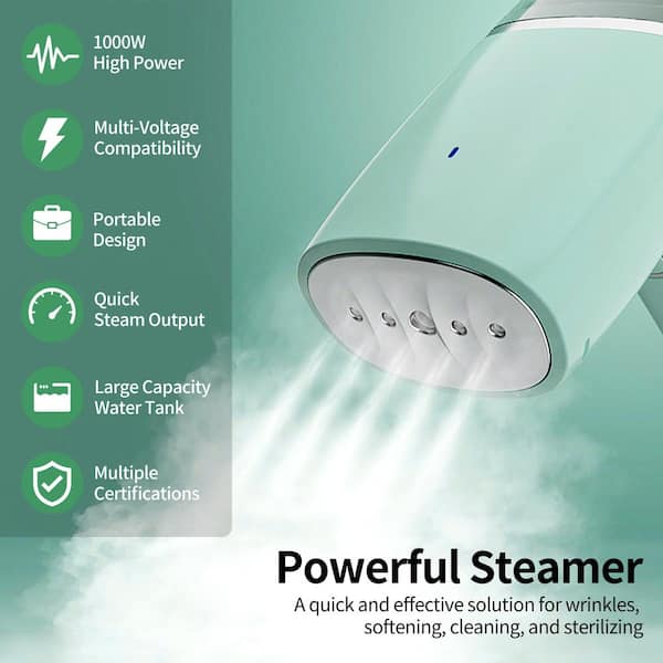 1000 W Powerful Handheld Steamer for Clothes with 0.11 qt. Water Tank, 2 Steam Settings and Dry Iron Function