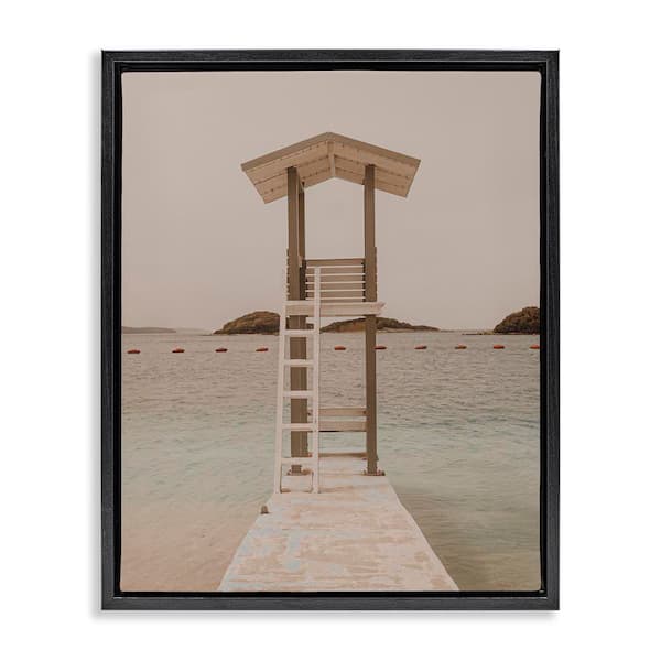 Stupell Industries Beach Lifeguard Lookout by LSR Design Studio Black Floater Frame Coastal Graphic Art Print 21 in. x 17 in.