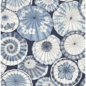 Mikado Blue Parasol Blue Wallpaper Sample