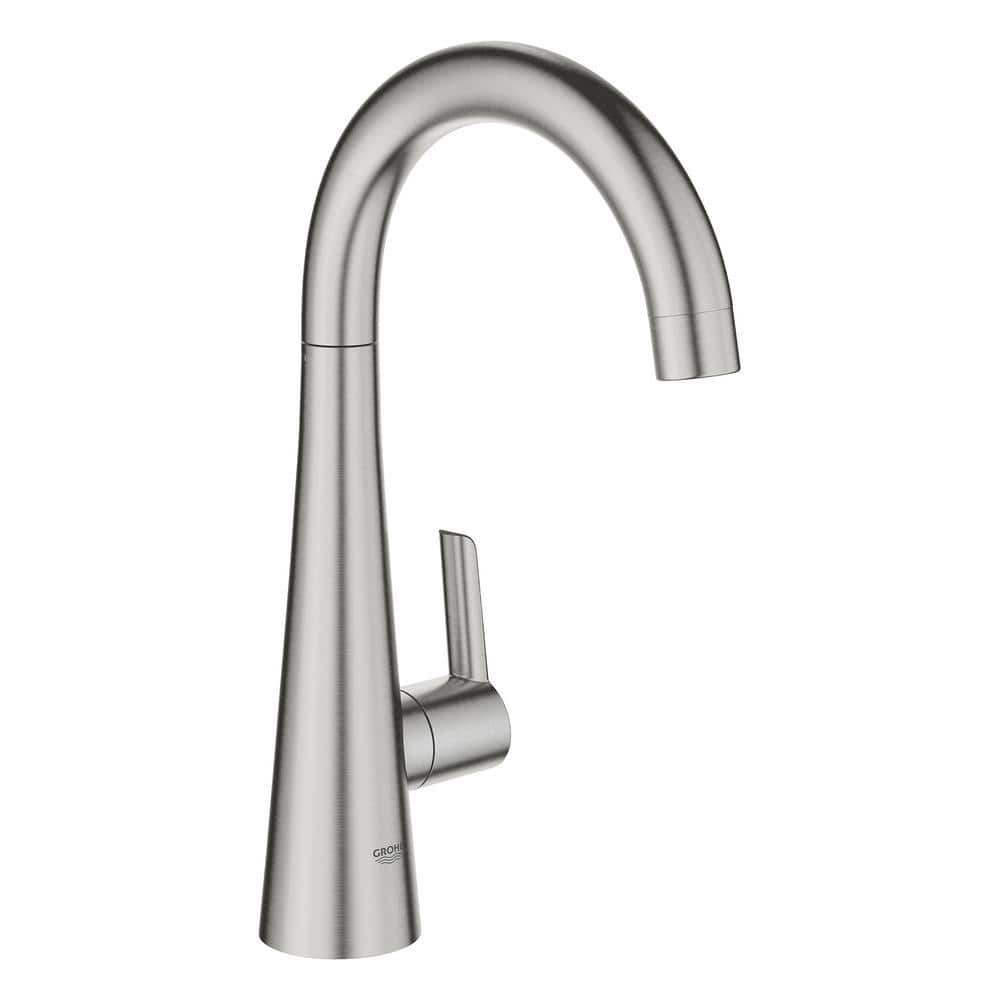 Reviews For Grohe Zedra Single Handle Beverage Faucet Cold Water Only With Filter Function In Supersteel Infinity Finish The Home Depot
