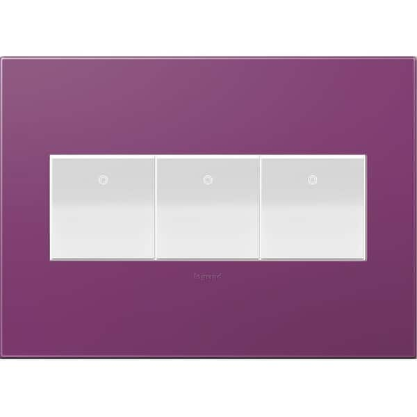 adorne 3 Gang Decorator/Rocker Wall Plate, Plum (1-Pack)